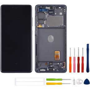for Galaxy S20 FE LCD Display Touch Screen Digitizer Assembly Replacement SM-G781U1/DS G781A G781W G781V （Black With Frame 6.5"）LCD Display digitizer Touch Screen Assembly with Repair Part Tools