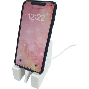 FLOWMAR White Marble Phone Tablet Stand Holder On Desk, Countertop, Table, Nightstand. Charging Option. Compatible for All Phones. Luxurious Quartz