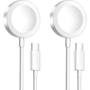 2 Pack,Magnetic Charging Cable for Apple Watch Charger,[USB C Port] Wireless Charger Coaxial Cables Compatible with iWatch Series Ultra2/Ultra/8/7/6/SE/SE2/5/4/3/2[3.3FT/1M],White