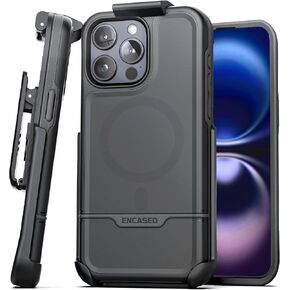 Encased Belt Case Designed for iPhone 16 PRO (2024) - Compatible with MagSafe, [Military-Grade] Hybrid Dual-Layer Cover, Built-in Magnetic Ring, Phone Holster Clip (Rebel Series)