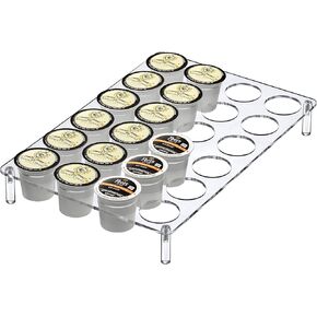 Amazing Abby 24-Slot Flat Acrylic Coffee Pod Holder, Large-Capacity Plastic Coffee Capsule Storage, BPA-Free and Shatter-Proof, Great for Use on Countertop or in Drawer, Up to 24 Keurig K-Cups