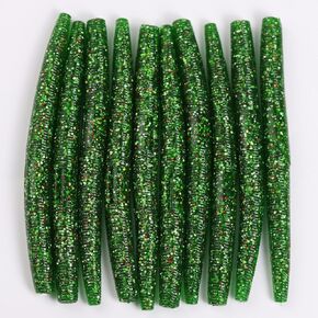 Plastic Worms - 10pcs Slow Sinking Stick Baits, 3.93 inch Lifelike Rubber, for Bass and Crappie Fishing, Green Pumpkin & Watermelon Laminate