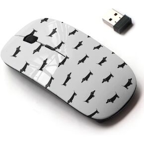 2.4G Wireless Mouse with Cute Pattern Design for All Laptops and Desktops with Nano Receiver - Dachshund Dog Silhouette