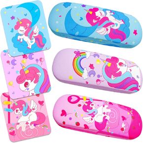 QSCFKL 3 Pack Hard Shell Eyeglasses Case,Hard Eye Glasses Case for Women, Hard Glasses Case with Cleaning Cloth Portable Eyewear Case for Women Men