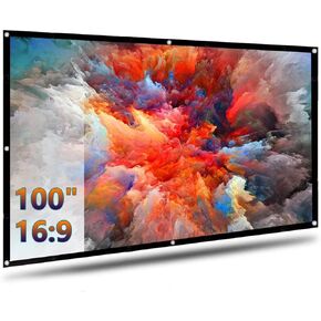 100 inch Projection Screens, Double Sided Washable Outdoor Projection Screen, 16:9 Foldable Portable Projector Movies Screens for Oudoor, Camping Party, Home Theater