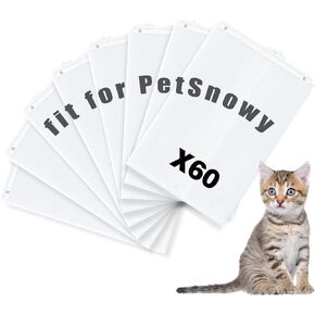 Cat Litter Liner Bags for PetSnowy Snow+ Cat Litter Box, 60 PCS Self-Sealing Waste Drawer Bags for Automatic Cat Litter Box, Heavy Duty Tear & Leak Resistant, Drawstring Extra-Thick