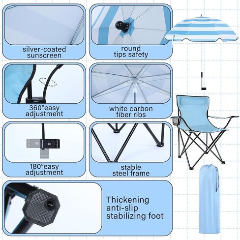 2 Pack Beach Chair with Umbrella for Adults Outdoor in Saudi Arabia