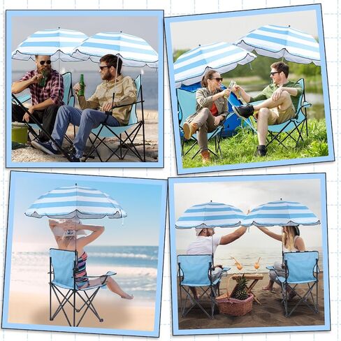 2 Pack Beach Chair with Umbrella for Adults Outdoor in Saudi Arabia