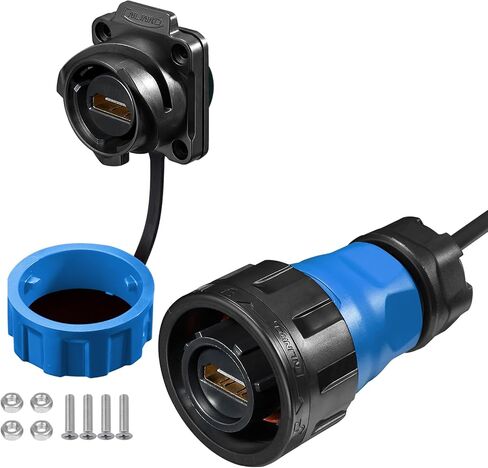 CNLINKO YM-24 Fiber Optics Connectors, LC Single Mode Dual Core, Outdoor Optical Connector, Panel Mount Socket, IP68 Waterproof Connector for Solar Equipment, M24 Signal Connectors (Fiber Optic Set) in Saudi Arabia