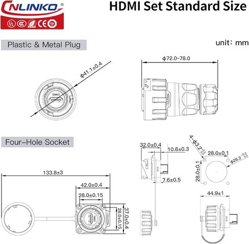 CNLINKO YM-24 Fiber Optics Connectors, LC Single Mode Dual Core, Outdoor Optical Connector, Panel Mount Socket, IP68 Waterproof Connector for Solar Equipment, M24 Signal Connectors (Fiber Optic Set) in Saudi Arabia