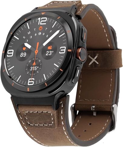 Leather Band Compatible with Samsung Galaxy Watch Ultra 47mm for Men Women, Extra Wide Watch Cuff Bracelet Vintage Strap in Saudi Arabia
