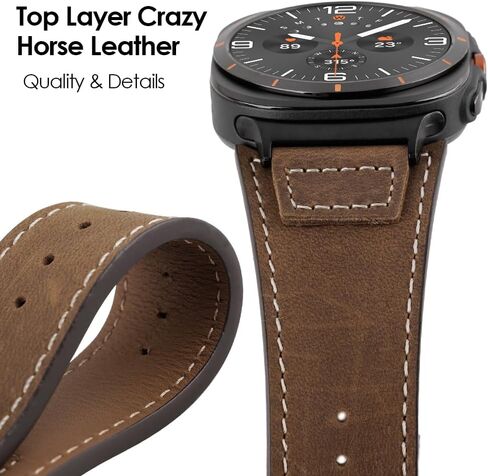 Leather Band Compatible with Samsung Galaxy Watch Ultra 47mm for Men Women, Extra Wide Watch Cuff Bracelet Vintage Strap in Saudi Arabia
