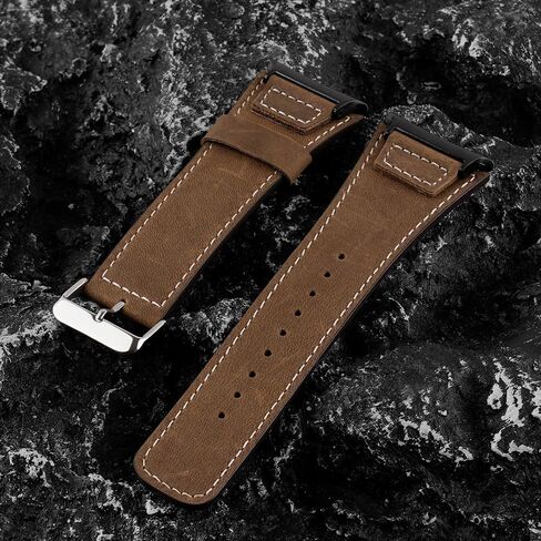 Leather Band Compatible with Samsung Galaxy Watch Ultra 47mm for Men Women, Extra Wide Watch Cuff Bracelet Vintage Strap in Saudi Arabia