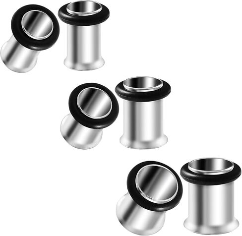 BIG GAUGES 3 Pairs 316L Surgical Steel Single Flared Piercing Jewelry Stretcher Ear Plug O-Ring Earring Lobe Tunnel in Saudi Arabia