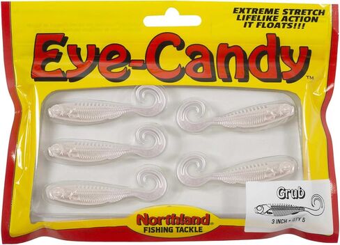 Northland Tackle Eye Candy Grub Floating 3" Soft Plastic Fishing Lure for Walleye Fishing, 12 Realistic Colors, 5 Baits Per Pack in Saudi Arabia