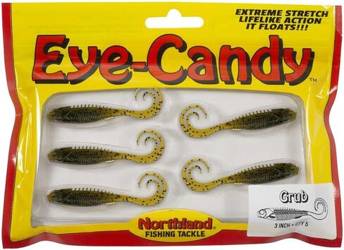 Northland Tackle Eye Candy Grub Floating 3" Soft Plastic Fishing Lure for Walleye Fishing, 12 Realistic Colors, 5 Baits Per Pack in Saudi Arabia