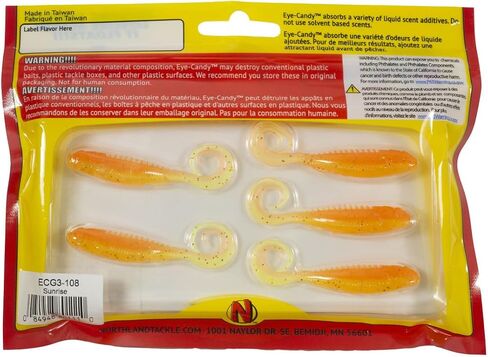 Northland Tackle Eye Candy Grub Floating 3" Soft Plastic Fishing Lure for Walleye Fishing, 12 Realistic Colors, 5 Baits Per Pack in Saudi Arabia