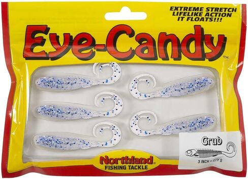 Northland Tackle Eye Candy Grub Floating 3" Soft Plastic Fishing Lure for Walleye Fishing, 12 Realistic Colors, 5 Baits Per Pack in Saudi Arabia