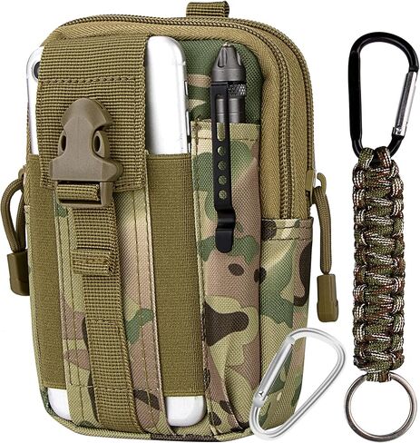 bvya Tactical Molle Phone Pouch Outdoor Compact Utility Gadget Waist Belt Gear Pocket Phone Holder for iPhone 15 Pro Max/15 Pro/15/14 Pro Max/13 Pro Max/12 Pro Max/11 Pro Max with D-ring Carabiner in Kuwait