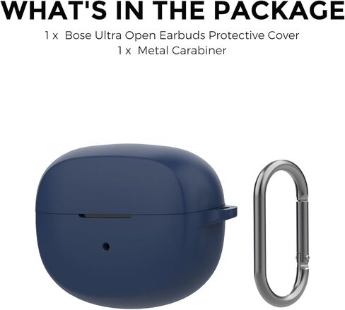 حافظة AHASTYLE من السيليكون لسماعات الأذن Bose Ultra Open الجديدة (2024) [حلقة معدنية مضافة] غطاء حماية كامل مقاوم للصدمات متوافق مع سماعات الأذن Bose Ultra Open الجديدة 2024 (أزرق غامق) in Kuwait