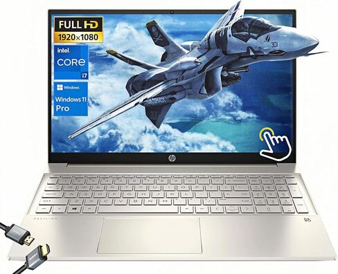 HP Pavilion 15.6 بوصة FHD (1920 x 1080) كمبيوتر محمول يعمل باللمس، معالج Intel Core i7، Iris Xe Graphics، Wi-Fi 6، كاميرا ويب، لوحة مفاتيح بإضاءة خلفية، Windows 11 Pro، كابل W/HDMI (ذاكرة الوصول العشوائي 64 جيجابايت | 1 تيرابايت PCIe SSD) in Saudi Arabia