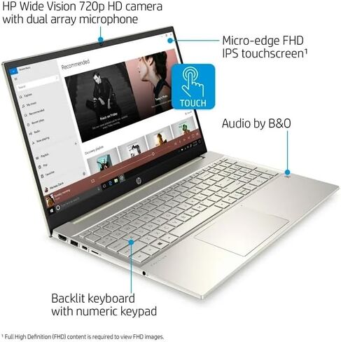 HP Pavilion 15.6 بوصة FHD (1920 x 1080) كمبيوتر محمول يعمل باللمس، معالج Intel Core i7، Iris Xe Graphics، Wi-Fi 6، كاميرا ويب، لوحة مفاتيح بإضاءة خلفية، Windows 11 Pro، كابل W/HDMI (ذاكرة الوصول العشوائي 64 جيجابايت | 1 تيرابايت PCIe SSD) in Saudi Arabia