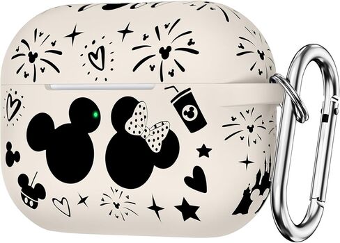 غطاء حافظة لجهاز Airpods Pro الجيل الثاني مع سلسلة مفاتيح، حافظة واقية من السيليكون الناعم منقوش عليها رسوم متحركة لطيفة متوافقة مع حافظة AirPods Pro الجيل الثاني/الأول للنساء، شاشة LED أمامية مرئية باللون الأسود/الأحمر in Kuwait