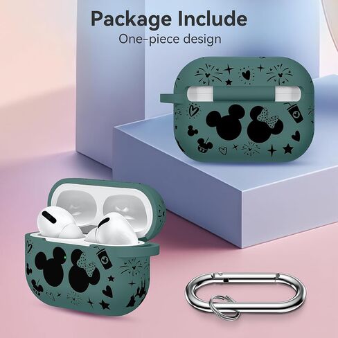 غطاء حافظة لجهاز Airpods Pro الجيل الثاني مع سلسلة مفاتيح، حافظة واقية من السيليكون الناعم منقوش عليها رسوم متحركة لطيفة متوافقة مع حافظة AirPods Pro الجيل الثاني/الأول للنساء، شاشة LED أمامية مرئية باللون الأسود/الأحمر in Kuwait
