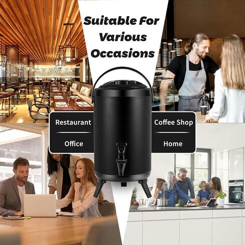 2 Pcs Insulated Beverage Dispenser,Stainless Steel Insulated Thermal Hot and Cold Coffee Carafe, 10 L/2.6 Gal Drink Dispenser with Spigot, Ideal for Hot Water, Tea, Coffee, Milk (Black-2pcs) in Saudi Arabia