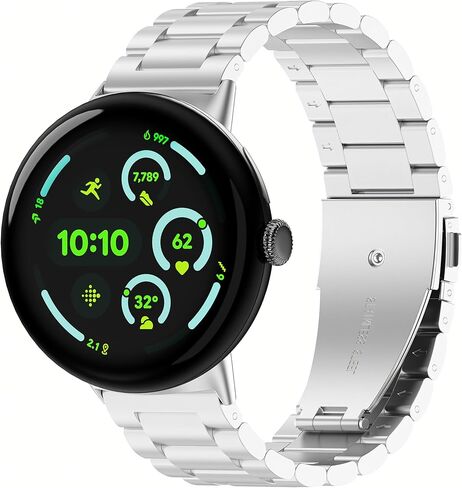 Metal Band Compatible with Google Pixel Watch 3 45mm Bands, Stainless Steel Replacement Strap Compatible for Pixel 3 41mm/Pixel 2/Pixel Watch Accessories Women Men in Kuwait