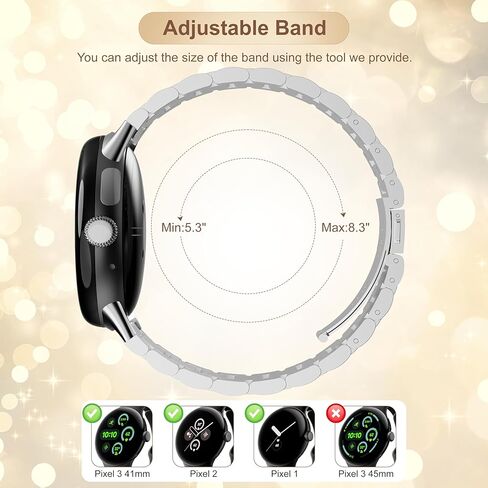 Metal Band Compatible with Google Pixel Watch 3 45mm Bands, Stainless Steel Replacement Strap Compatible for Pixel 3 41mm/Pixel 2/Pixel Watch Accessories Women Men in Kuwait