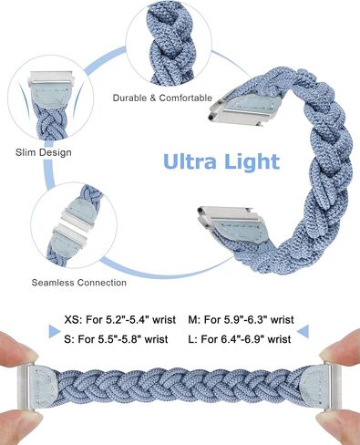 أحزمة Wearlizer القابلة للتمدد متوافقة مع ساعة Samsung Galaxy Watch 7/6/5/4 40 مم 44 مم/ساعة 6 كلاسيكية 43 مم 47 مم/ساعة 5 Pro 45 مم/ساعة 4 كلاسيكية 42 مم 46 مم/ساعة 3 41 مم/أكتيف 2، سوار مضفر 20 مم للنساء in Kuwait