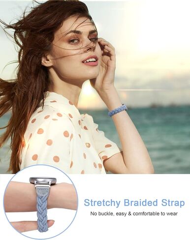 أحزمة Wearlizer القابلة للتمدد متوافقة مع ساعة Samsung Galaxy Watch 7/6/5/4 40 مم 44 مم/ساعة 6 كلاسيكية 43 مم 47 مم/ساعة 5 Pro 45 مم/ساعة 4 كلاسيكية 42 مم 46 مم/ساعة 3 41 مم/أكتيف 2، سوار مضفر 20 مم للنساء in Kuwait