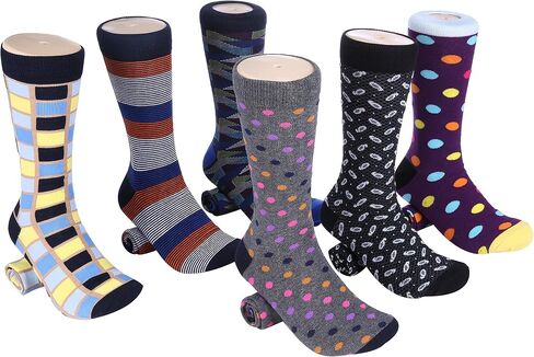 Marino Mens Dress Socks - Fun Colorful Socks for Men - Cotton Funky Socks - 6 Pack in Kuwait
