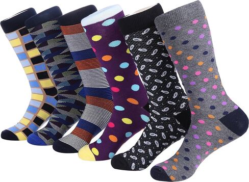 Marino Mens Dress Socks - Fun Colorful Socks for Men - Cotton Funky Socks - 6 Pack in Kuwait