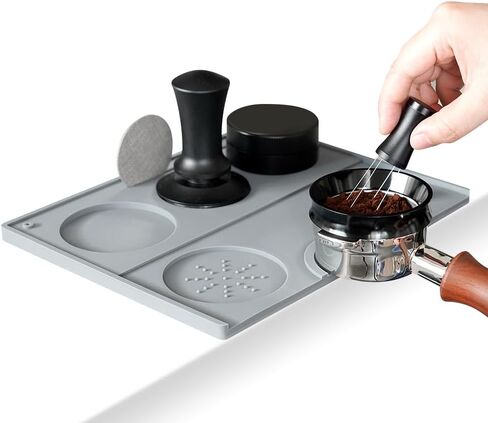 Espresso Tamping Mat - Espresso Tamping Station Food Grade Silicone Coffee Tamper Mat Espresso Accessory for Baristas Home Kitchen Bar Coffee Shop 9.84Inch x 7.87Inch (Black) in Saudi Arabia