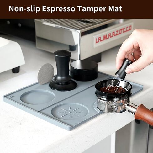Espresso Tamping Mat - Espresso Tamping Station Food Grade Silicone Coffee Tamper Mat Espresso Accessory for Baristas Home Kitchen Bar Coffee Shop 9.84Inch x 7.87Inch (Black) in Saudi Arabia