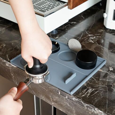 Espresso Tamping Mat - Espresso Tamping Station Food Grade Silicone Coffee Tamper Mat Espresso Accessory for Baristas Home Kitchen Bar Coffee Shop 9.84Inch x 7.87Inch (Black) in Saudi Arabia