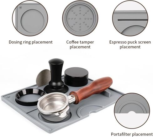 Espresso Tamping Mat - Espresso Tamping Station Food Grade Silicone Coffee Tamper Mat Espresso Accessory for Baristas Home Kitchen Bar Coffee Shop 9.84Inch x 7.87Inch (Black) in Saudi Arabia