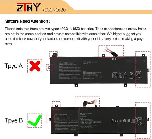 ZTHY C31N1620 استبدال البطارية لـ Asus Zenbook UX430 UX430U UX430UA UX430UAR UX430UN UX430UNR UX430UQ UX430UQ-GV015T U4100 U4100U U4100UN U4100UQ UX3400 UX3400U UX3400UA UX3 400UN UX3400UQ BX430UA in Saudi Arabia