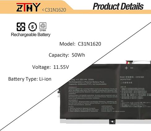 ZTHY C31N1620 استبدال البطارية لـ Asus Zenbook UX430 UX430U UX430UA UX430UAR UX430UN UX430UNR UX430UQ UX430UQ-GV015T U4100 U4100U U4100UN U4100UQ UX3400 UX3400U UX3400UA UX3 400UN UX3400UQ BX430UA in Saudi Arabia
