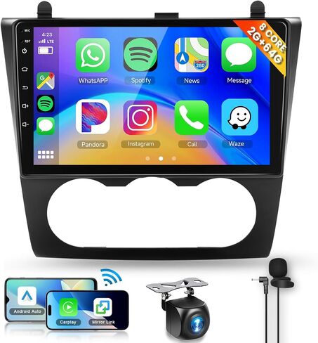 8Core 2+64G ستيريو سيارة لنيسان ألتيما 2008-2012 (دليل A/C) Carplay Android Auto، 9 بوصة 1280 * 720P IPS شاشة تعمل باللمس، Android/GPS/WiFi/32band DSP صوت/بلوتوث/SWC/كاميرا احتياطية in Saudi Arabia
