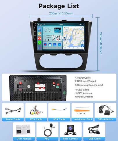 8Core 2+64G ستيريو سيارة لنيسان ألتيما 2008-2012 (دليل A/C) Carplay Android Auto، 9 بوصة 1280 * 720P IPS شاشة تعمل باللمس، Android/GPS/WiFi/32band DSP صوت/بلوتوث/SWC/كاميرا احتياطية in Saudi Arabia