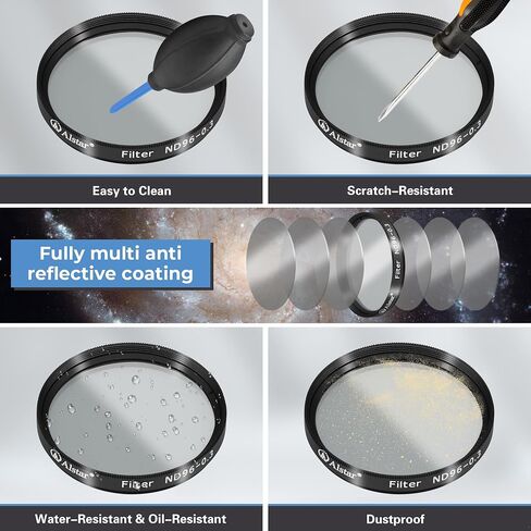 Alstar 2" Moon Telescope Eyepiece Color Filter ND96-0.9 ND96-0.6 ND96-0.3 Kit - 13 Percent Transmission for Telescope Eyepiece Reduce Moon Surfaces Overall Brightness in Kuwait