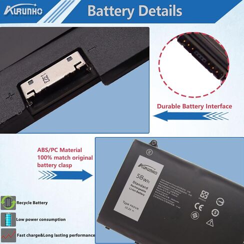 58Wh FK0VR استبدال بطارية الكمبيوتر المحمول Dell Latitude 5330 7330 7430 7530 Latitude 5330 2-in-1/7330 2-in-1/7430 2-in-1 Series FKOVR 8H6WD 293F1 01VX5 404T8 51R71 8P81K 15.2V 3625mAh 4 خلية in Saudi Arabia