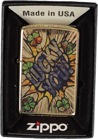 لوحة فنية هزلية من Lucky You مع نباتات النفل - ولاعة Zippo مخصصة من النحاس المصقول عالي الجودة من Fuzion in Saudi Arabia