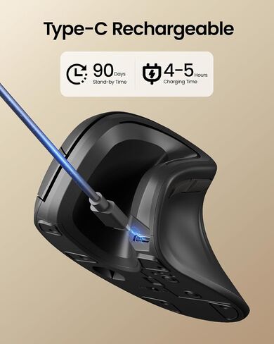 ProtoArc Ergonomic Vertical Mouse, EM11 NL Bluetooth Mouse Wireless, Ergo Mouse with 3 Multi-Device for PC/Notebook/Laptop, USB-C Rechargeable Mice for Windows, Mac OS in Kuwait