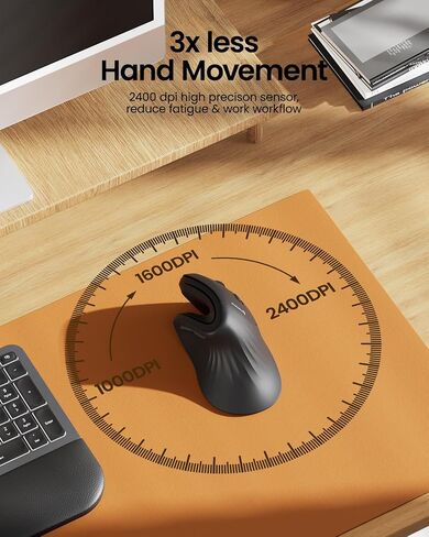 ProtoArc Ergonomic Vertical Mouse, EM11 NL Bluetooth Mouse Wireless, Ergo Mouse with 3 Multi-Device for PC/Notebook/Laptop, USB-C Rechargeable Mice for Windows, Mac OS in Kuwait