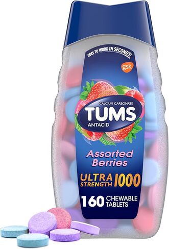TUMS Ultra Strength Antacid Tablets for Chewable Heartburn Relief and Acid Indigestion Relief, Assorted Fruit - 160 Count in Saudi Arabia