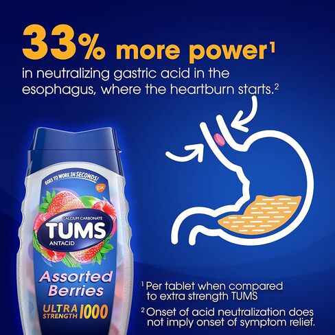 TUMS Ultra Strength Antacid Tablets for Chewable Heartburn Relief and Acid Indigestion Relief, Assorted Fruit - 160 Count in Saudi Arabia